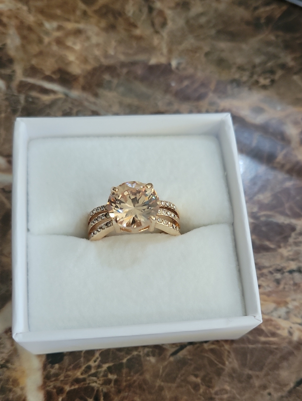 Champagne Round Cubic Zirconia Statement Ring